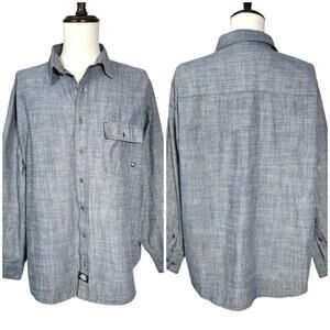 Dickies | Men | Denim Chambray Vented Rugged Work Button Up Shirt Jacket | 2XL